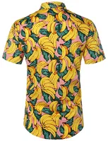 Men's Flower Watermelon Banana British Style Turndown Short Sleeve Slim Men's Tops sku image 18