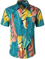 Men's Flower Watermelon Banana British Style Turndown Short Sleeve Slim Men's Tops sku image 25