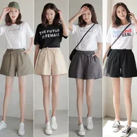 Women's Holiday Daily Preppy Style Solid Color Shorts Casual Pants Wide Leg Pants main image 3