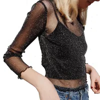 Women's Blouse Long Sleeve T-Shirts Patchwork Sexy Solid Color main image 5