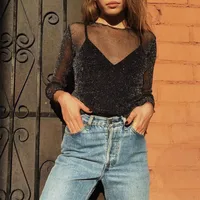 Women's Blouse Long Sleeve T-Shirts Patchwork Sexy Solid Color main image 1