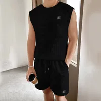 Men's Solid Color Simple Style Round Neck Sleeveless Regular Fit Men's Sets main image 2