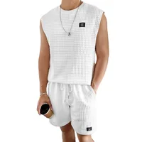Men's Solid Color Simple Style Round Neck Sleeveless Regular Fit Men's Sets main image 5