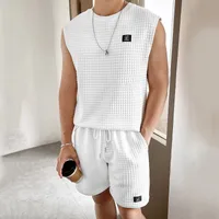 Men's Solid Color Simple Style Round Neck Sleeveless Regular Fit Men's Sets sku image 11