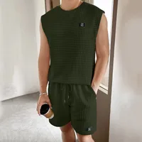 Men's Solid Color Simple Style Round Neck Sleeveless Regular Fit Men's Sets sku image 6