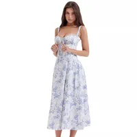 Women's Strap Dress Sexy Strap Printing Sleeveless Ditsy Floral Solid Color Midi Dress Holiday Beach Date main image 5