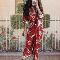 Women's Sheath Dress Bodycon Dress Elegant V Neck Straps Ruched Long Sleeve Stripe Midi Dress Business Date main image 5