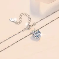 925 Sterling Silver Moissanite Zircon Box Chain GRA Certificate Plating Inlay Heart Shape Pendant Necklace main image 2