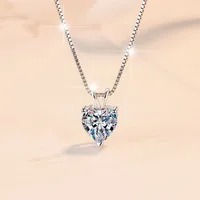 925 Sterling Silver Moissanite Zircon Box Chain GRA Certificate Plating Inlay Heart Shape Pendant Necklace main image 1