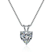 925 Sterling Silver Moissanite Zircon Box Chain GRA Certificate Plating Inlay Heart Shape Pendant Necklace main image 5