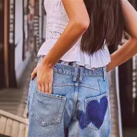 Women's Holiday Daily Streetwear Heart Shape Ankle-Length Pocket Jeans main image 2