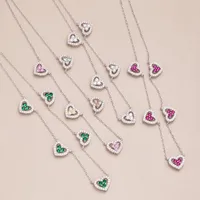 925 Sterling Silver Zircon Diamond Heart Shape Necklace main image 1