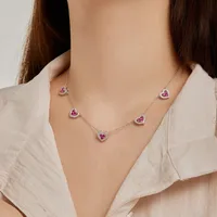 925 Sterling Silver Zircon Diamond Heart Shape Necklace main image 5