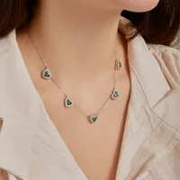 925 Sterling Silver Zircon Diamond Heart Shape Necklace main image 4