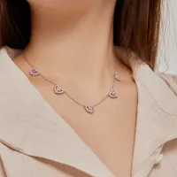 925 Sterling Silver Zircon Diamond Heart Shape Necklace main image 3