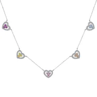 925 Sterling Silver Zircon Diamond Heart Shape Necklace sku image 1