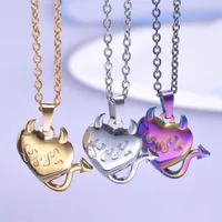 304 Stainless Steel 18K Gold Plated Basic Modern Style Classic Style Plating Geometric Demon Heart Shape Pendant Necklace main image 1