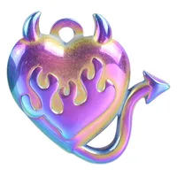 304 Stainless Steel 18K Gold Plated Basic Modern Style Classic Style Plating Geometric Demon Heart Shape Pendant Necklace main image 3