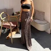 Summer Streetwear Leopard Polyester Maxi Long Dress Skirts sku image 4