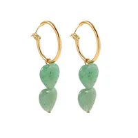 1 Pair Elegant Retro Flower Plating 304 Stainless Steel Natural Stone Drop Earrings main image 2