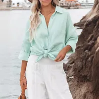 Women's Blouse Long Sleeve Blouses Simple Style Solid Color main image 5