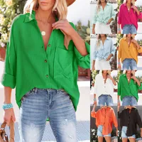 Women's Blouse Long Sleeve Blouses Simple Style Solid Color main image 1