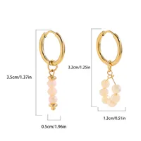 1 Pair Elegant Retro Flower Plating 304 Stainless Steel Natural Stone Drop Earrings main image 4