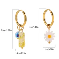 1 Pair Elegant Retro Flower Plating 304 Stainless Steel Natural Stone Drop Earrings main image 7