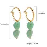 1 Pair Elegant Retro Flower Plating 304 Stainless Steel Natural Stone Drop Earrings main image 6