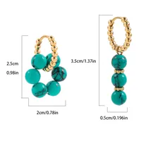 1 Pair Elegant Retro Flower Plating 304 Stainless Steel Natural Stone Drop Earrings main image 3