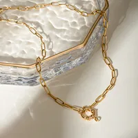 304 Stainless Steel 18K Gold Plated IG Style Solid Color Necklace main image 3