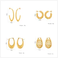 1 Pair Elegant Exaggerated Oversized C Shape Solid Color Twist Hollow Out 304 Stainless Steel 18K Gold Plated Earrings Ear Studs main image 9