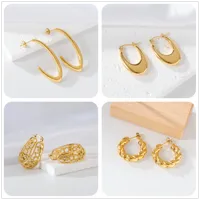 1 Pair Elegant Exaggerated Oversized C Shape Solid Color Twist Hollow Out 304 Stainless Steel 18K Gold Plated Earrings Ear Studs main image 7