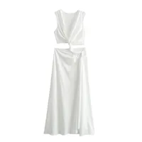Women's Regular Dress Streetwear V Neck Sleeveless Solid Color Midi Dress Holiday Date Bar main image 1