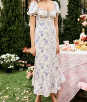 Women's Regular Dress Streetwear U Neck Short Sleeve Ditsy Floral Maxi Long Dress Holiday Date main image 5