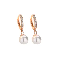 1 Pair 925 Sterling Silver Pearl Zircon Round Drop Earrings main image 3