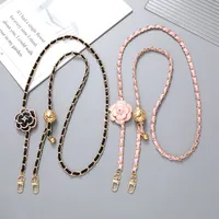 Sweet Simple Style Flower Pu Leather Enamel Inlay Pearl Bag Pendant Mobile Phone Chain main image 1