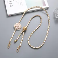 Sweet Simple Style Flower Pu Leather Enamel Inlay Pearl Bag Pendant Mobile Phone Chain main image 4