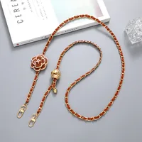 Sweet Simple Style Flower Pu Leather Enamel Inlay Pearl Bag Pendant Mobile Phone Chain sku image 2