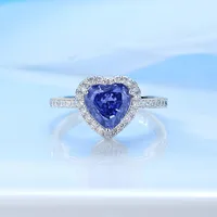 Sterling Silver Y2K Sweet Shiny Shiny Metallic Plating Heart Shape Zircon Rings main image 7