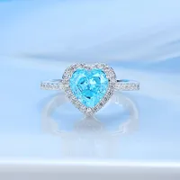 Sterling Silver Y2K Sweet Shiny Shiny Metallic Plating Heart Shape Zircon Rings main image 5