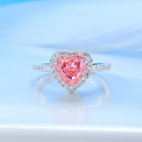 Sterling Silver Y2K Sweet Shiny Shiny Metallic Plating Heart Shape Zircon Rings main image 2