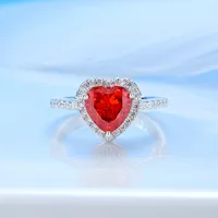 Sterling Silver Y2K Sweet Shiny Shiny Metallic Plating Heart Shape Zircon Rings main image 4