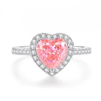 Sterling Silver Y2K Sweet Shiny Shiny Metallic Plating Heart Shape Zircon Rings sku image 5