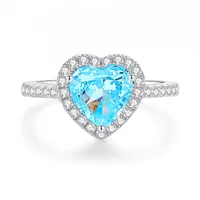 Sterling Silver Y2K Sweet Shiny Shiny Metallic Plating Heart Shape Zircon Rings sku image 17
