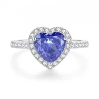 Sterling Silver Y2K Sweet Shiny Shiny Metallic Plating Heart Shape Zircon Rings sku image 20