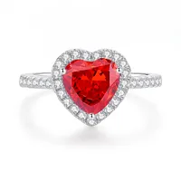 Sterling Silver Y2K Sweet Shiny Shiny Metallic Plating Heart Shape Zircon Rings sku image 13