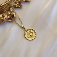304 Stainless Steel 18K Gold Plated Simple Style Plating Inlay Sun Water Droplets Eye Natural Stone Pendant Necklace sku image 1