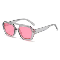 Casual Simple Style Solid Color Leopard Ac Polygon Full Frame Women's Sunglasses sku image 2