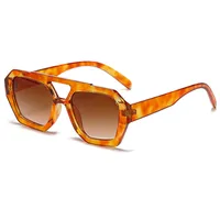 Casual Simple Style Solid Color Leopard Ac Polygon Full Frame Women's Sunglasses sku image 4